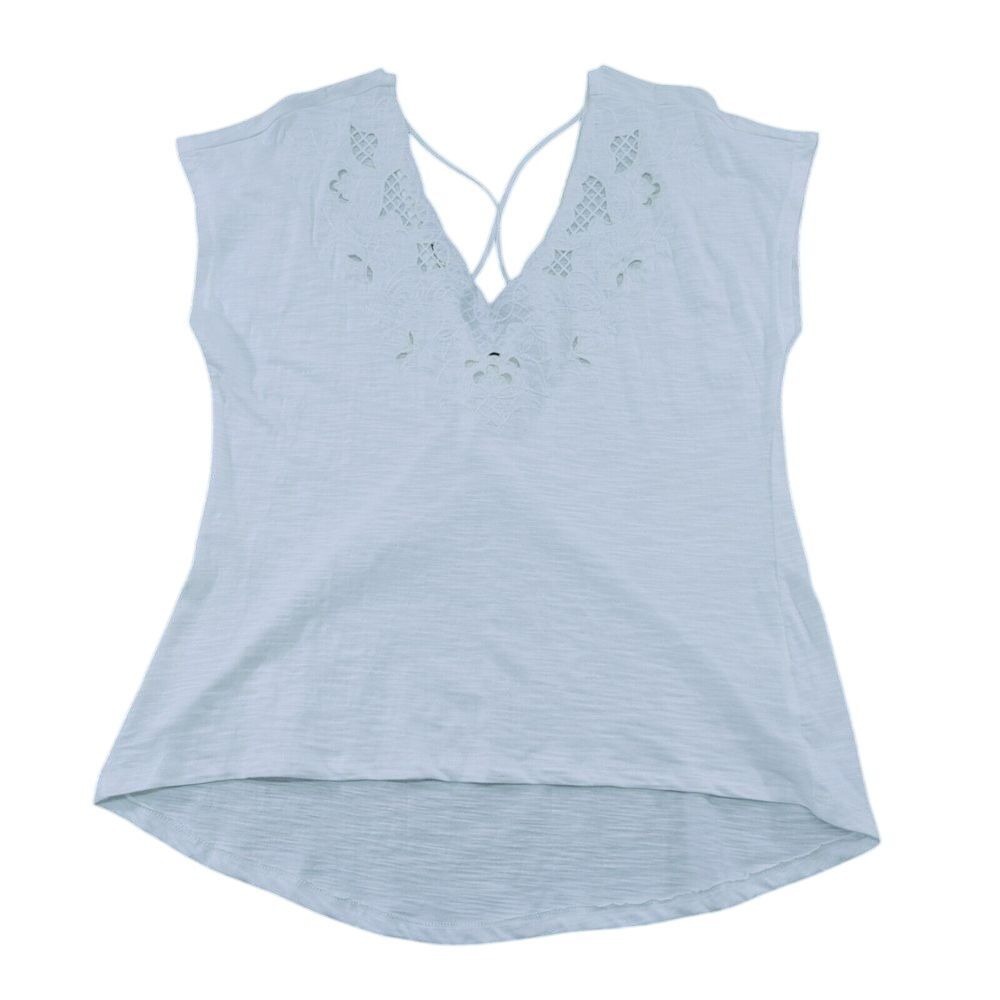 Love On A Hanger White Sleeveless Top Embroidered w/ Cross-Back Design Size M